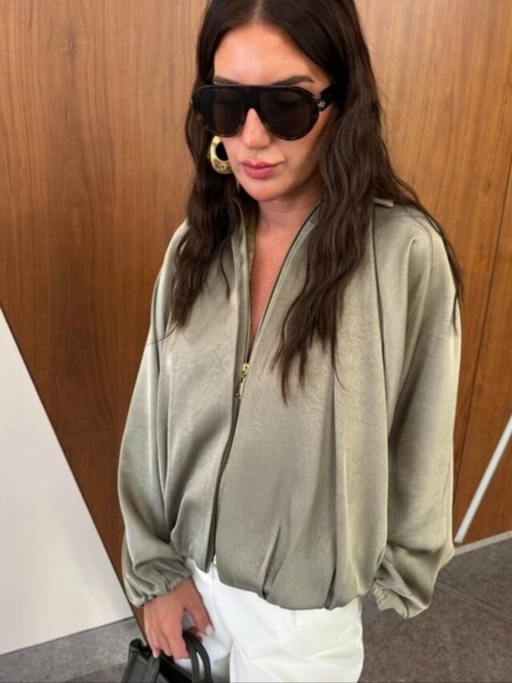 Zara Satin Fluid Puffed Balloon Bomber Jacket - Picture 2 of 13